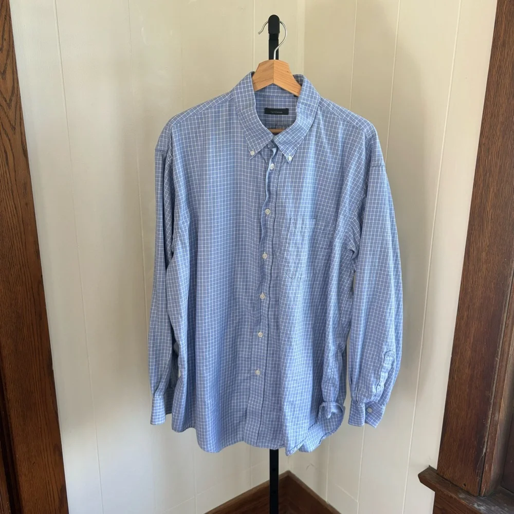 Turtleson Blue Plaid Cotton Button Down Long Sleeve Shirt Mens XL GlenOaks CC - Picture 2 of 9